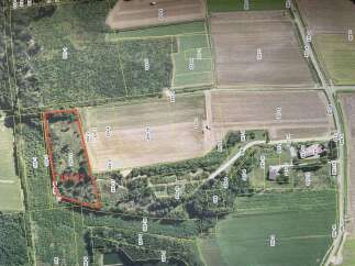 Discover this expansive parcel of land, highlighted by a red boundary, offering a unique opportunity for development or agricultural use.