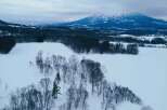 Discover this stunning winter landscape, perfect for a serene getaway or a picturesque residential setting.
