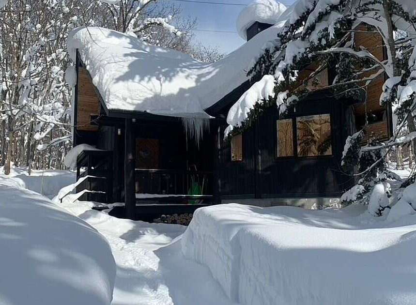 Experience the ultimate winter wonderland with this charming cabin nestled in a snow-covered forest.