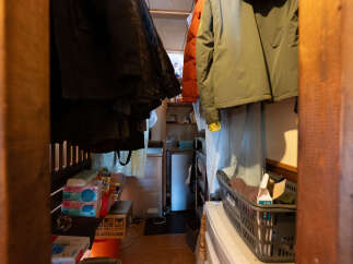 Discover organized living with this entryway featuring ample storage solutions.