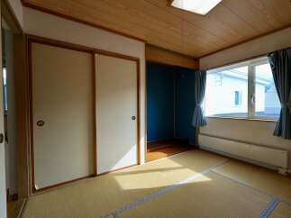 This Japanese-style room features traditional tatami mat flooring and sliding shoji doors, offering a serene and authentic living experience.