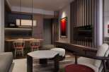 Experience modern living in this beautifully designed apartment, featuring a sleek open-plan kitchen with integrated appliances and a stylish dining area perfect for intimate meals.
