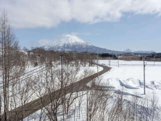 Experience the serene beauty of a winter wonderland with this stunning property offering breathtaking views of a snow-capped mountain.