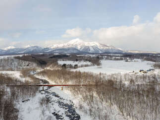 Experience the serene beauty of a winter wonderland with this stunning landscape.