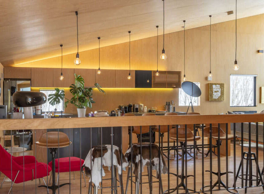 Experience modern living in this stunning open-concept space featuring a sleek kitchen with ample counter space and a breakfast bar.