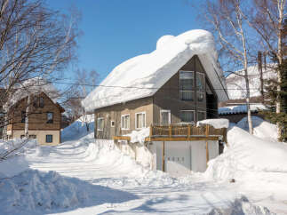 Experience the charm of a winter wonderland with this picturesque property, featuring a cozy home nestled amidst heavy snowfall.
