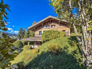 Nestled amidst lush greenery and rolling hills, this charming wooden chalet offers a serene mountain retreat.