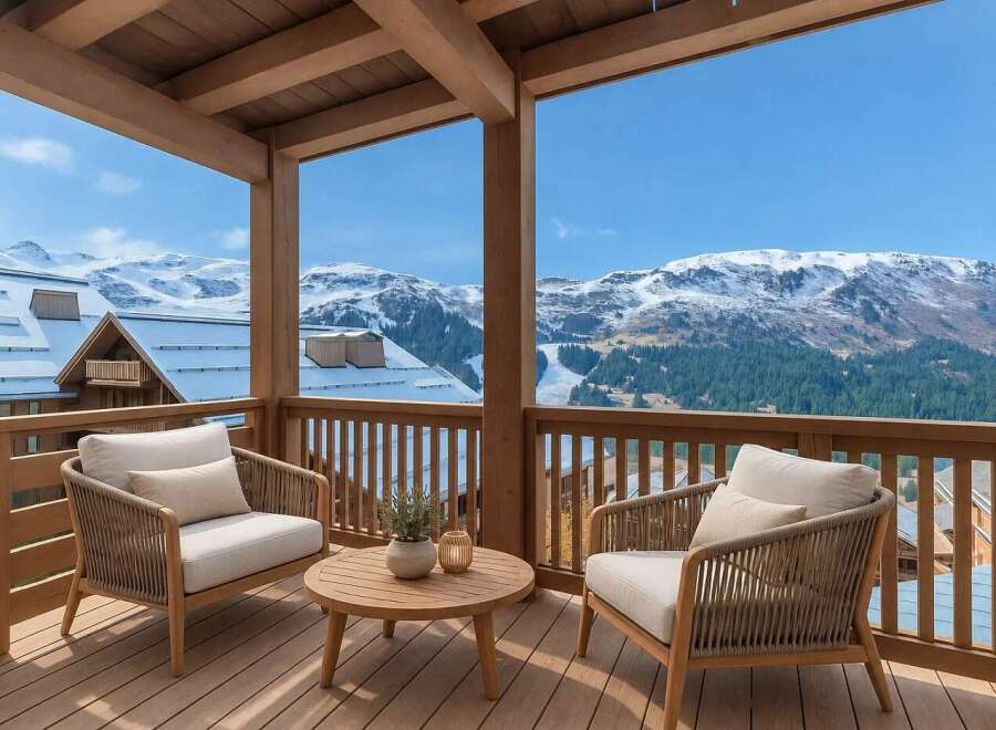 Experience breathtaking mountain views from this charming balcony, perfect for enjoying your morning coffee or evening wine.