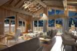 Experience the epitome of luxury mountain living in this stunning chalet, featuring a roaring fireplace and panoramic views of snow-capped peaks.