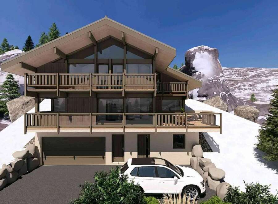 Experience luxury mountain living in this stunning chalet-style home, perfectly situated on a snowy slope with breathtaking views.