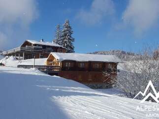 Experience the charm of a winter wonderland with this stunning property nestled in the snowy Alps.