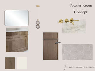 Discover a sophisticated powder room concept featuring a modern vanity with fluted detailing and a sleek, minimalist design.