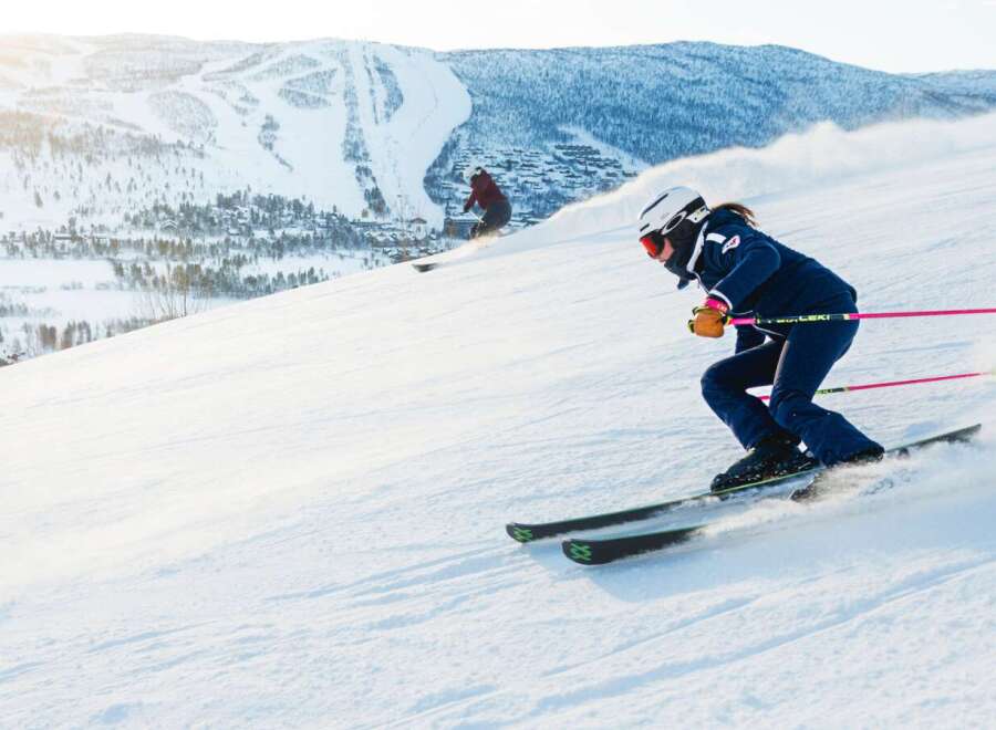 Experience the thrill of skiing down pristine slopes with breathtaking mountain views.