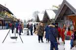 Experience the charm of a winter market in Geilo, Norway, with this vibrant scene.