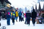 Experience the charm of a winter market with this festive scene.