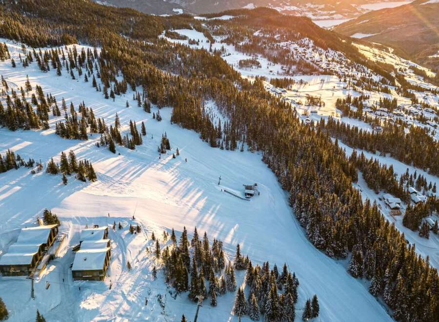 Experience the ultimate mountain lifestyle with this stunning ski-in/ski-out property nestled amidst snow-covered slopes and towering pine trees.