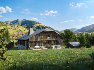 Experience luxury mountain living in this stunning chalet, nestled amidst rolling green hills and majestic peaks.