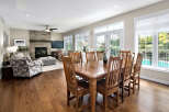 Experience elegant open-concept living with this spacious dining and living area, perfect for entertaining.