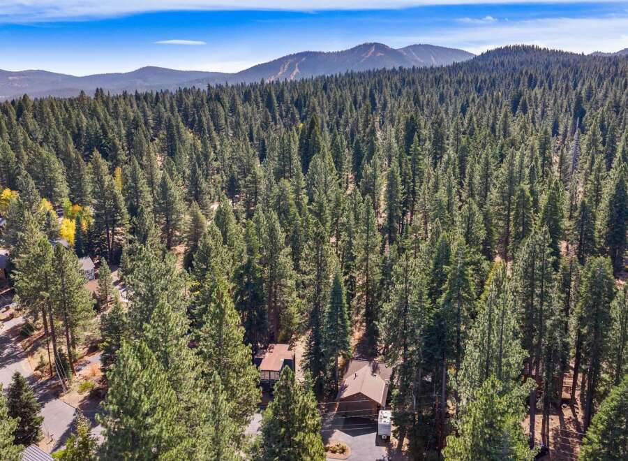 Nestled amidst a dense forest of towering pine trees, this property offers a serene and private retreat.