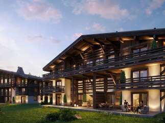Experience luxury mountain living in this stunning chalet-style property, featuring expansive wooden balconies and a warm, inviting ambiance.