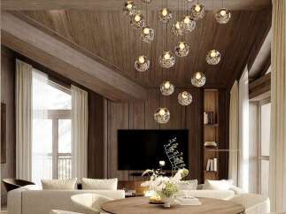 Experience luxury mountain living in this stunning chalet-style living room.