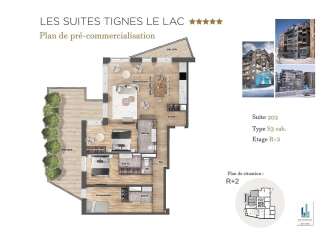 Discover Suite 202, a Type S3 cabin located on the R+2 floor of Les Suites Tignes Le Lac.