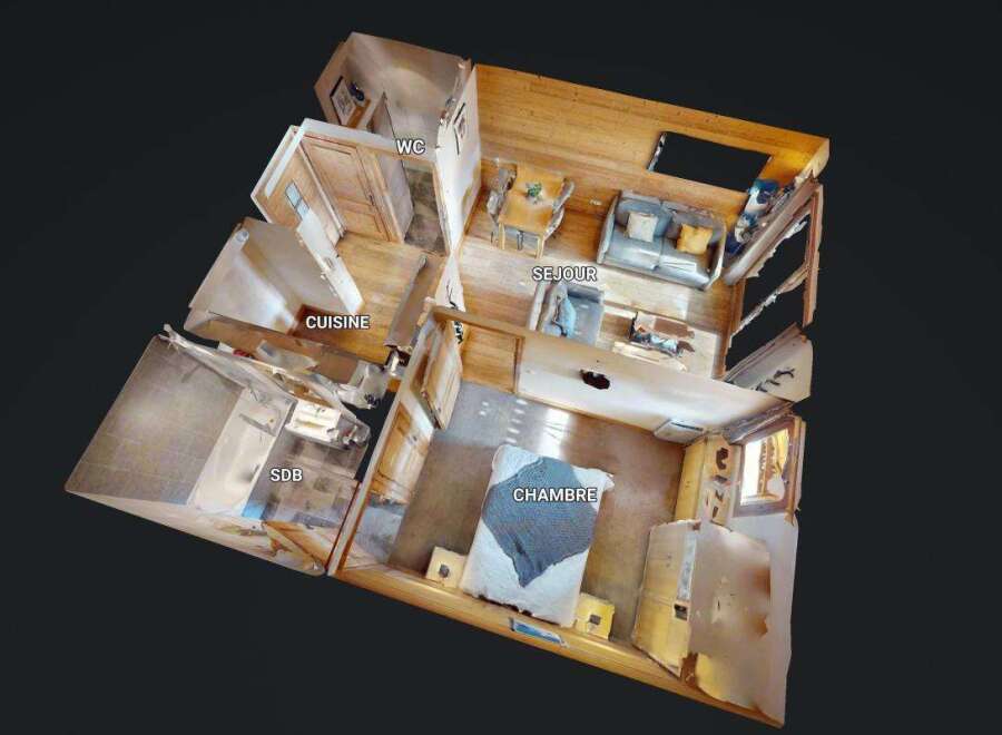 Discover this charming apartment featuring a well-equipped kitchen and a comfortable living room, perfect for relaxation.
