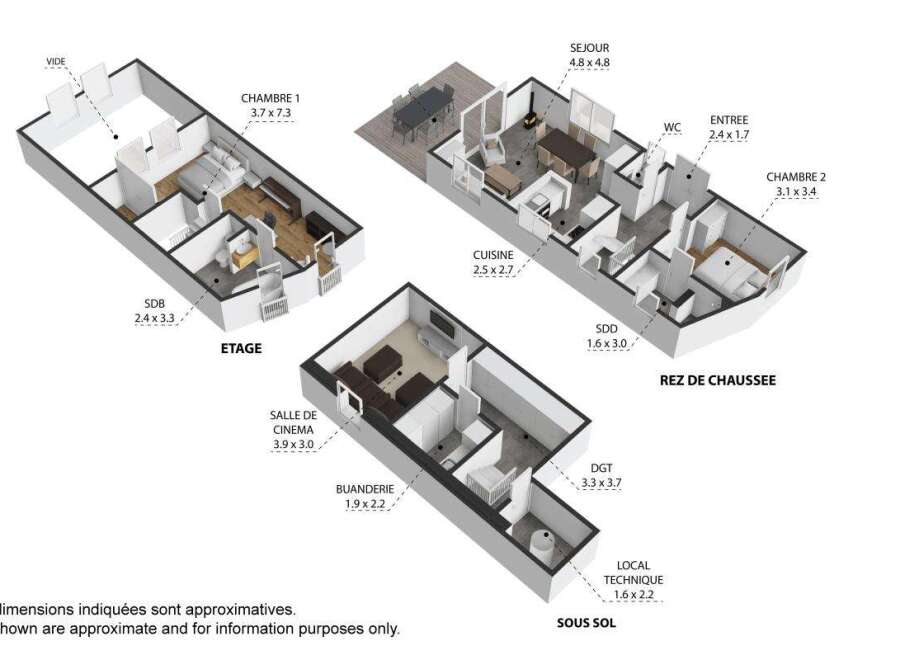 Discover this multi-level property featuring a spacious living area, a dedicated cinema room, and two comfortable bedrooms.
