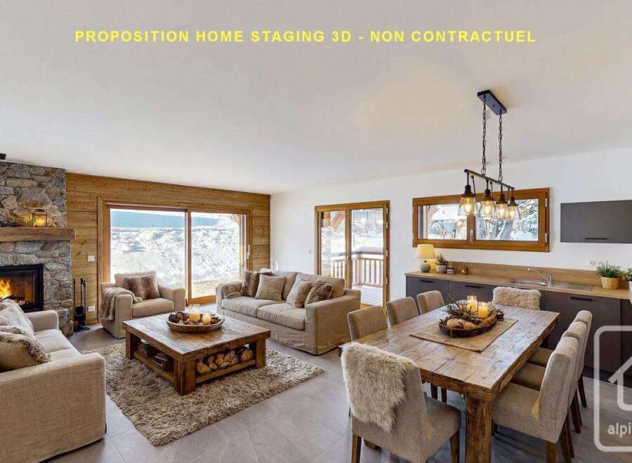 Experience the epitome of mountain living in this beautifully staged living and dining area.