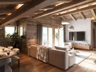 Experience luxurious mountain living in this stunning chalet-style living and dining area.