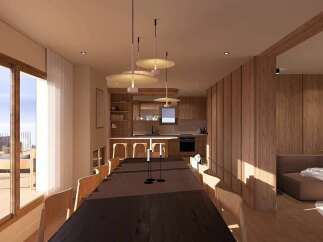 Experience modern living in this stunning open-concept space, featuring a sleek dining area perfect for gatherings and a gourmet kitchen equipped for culinary adventures.