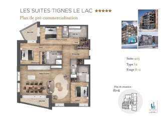 Discover Suite 403, a Type S4 residence on the R+4 floor of Les Suites Tignes Le Lac.