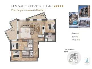 Discover Suite 404, a Type S4 apartment on the R+4 floor of Les Suites Tignes Le Lac.