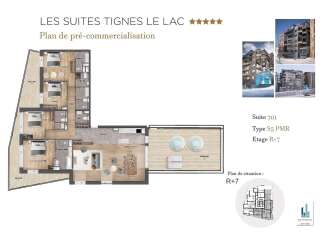 Discover luxury living at Les Suites Tignes Le Lac with this pre-commercialization plan for Suite 701, a Type S5 PMR on the R+7 floor.
