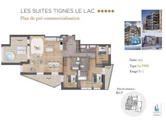 Discover Suite 702, a Type S4 PMR apartment on the R+7 floor, offering a luxurious pre-commercialization opportunity in Les Suites Tignes Le Lac.