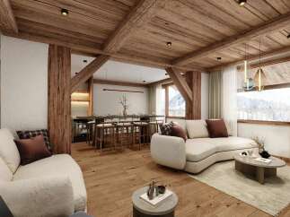 Experience luxurious mountain living in this stunning chalet-style living room.