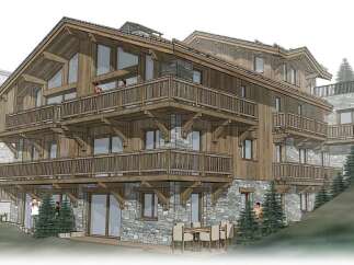 Experience luxury mountain living in this stunning chalet-style residence, featuring a harmonious blend of natural wood and stone.