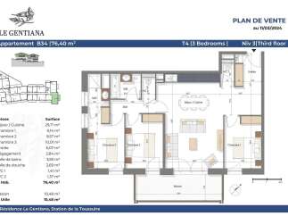 Discover this spacious T4 apartment in the Le Gentiana residence, offering 76.