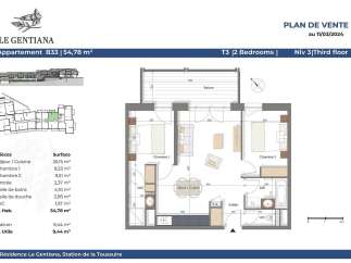 Discover this charming 3-bedroom apartment, 'Le Gentiana B33', offering a generous 54.