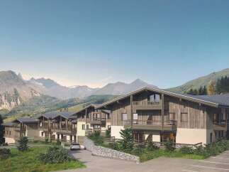 Experience luxury mountain living in this stunning alpine property, featuring modern architecture seamlessly integrated with natural wood and stone elements.