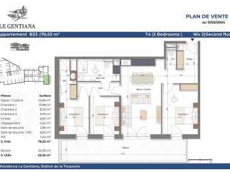 Discover this spacious T4 apartment, 'Le Gentiana B23', offering 76.