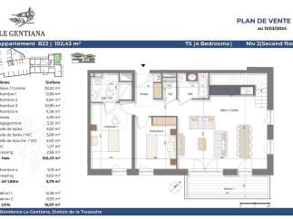 Discover this spacious T5 apartment, 'Le Gentiana B22', spanning 102.