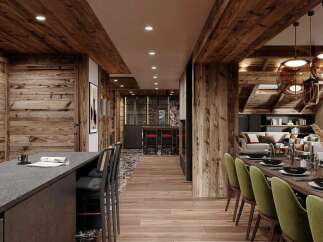 Experience luxurious mountain living in this stunning chalet, featuring a warm and inviting ambiance with extensive use of natural wood throughout.