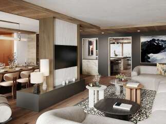 Experience luxury mountain living in this stunning open-concept living and dining area.