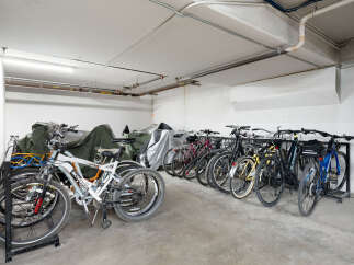 Secure your ride in this dedicated bike storage area, perfect for urban dwellers and cycling enthusiasts.
