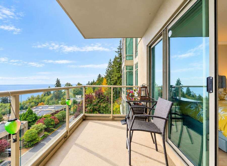 Enjoy breathtaking ocean and forest views from this stunning balcony, perfect for morning coffee or evening relaxation.