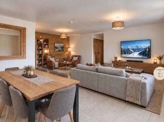Experience modern alpine living in this beautifully appointed dining and living area.