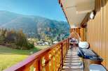 Enjoy breathtaking mountain views from this charming balcony, perfect for your morning coffee or evening relaxation.