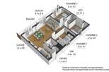 Discover this charming 3-bedroom apartment featuring a spacious living area of 4.