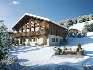 Experience the epitome of alpine living in this stunning chalet, nestled amidst snow-covered pines.
